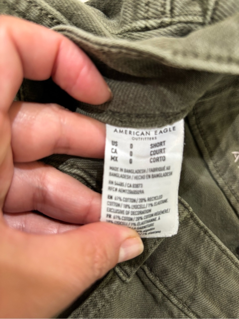American Eagle Olive Green Stretch Utility Pants size 0 short - Picture 7 of 7